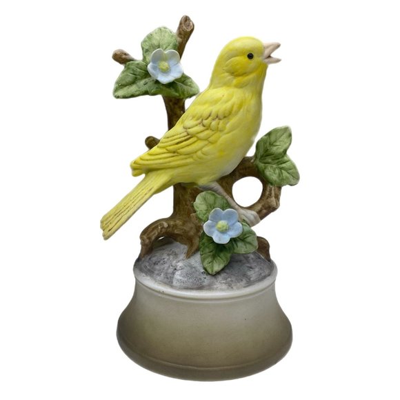 Yellow Canary on Limb Shafford Music Box Figurine Vintage - Picture 1 of 11